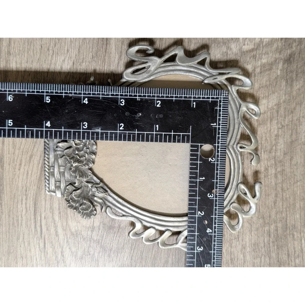 Vintage Heart Pewter Metal Floral Basket 'Super Mom' Script Picture Frame by SUN